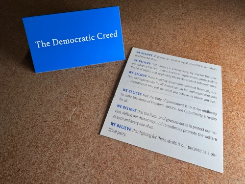 Democratic Creed card by Dems 101